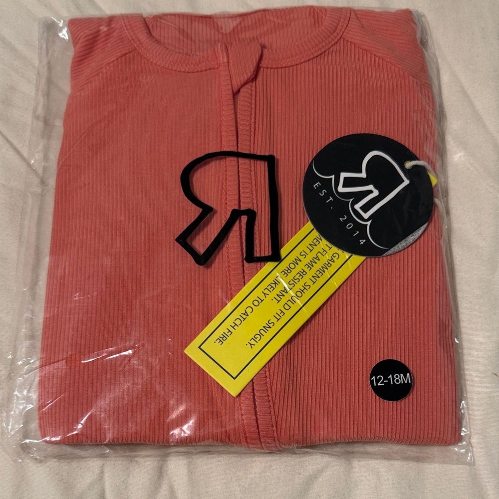 NWT Coral Ribbed Zippy - 12-18M